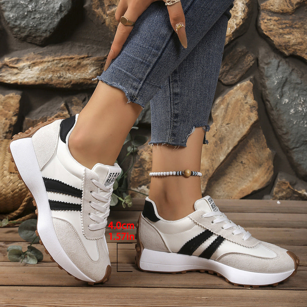 Women's Chunky Platform Sneakers Lace Up Fashion Casual Shoes - Image 3