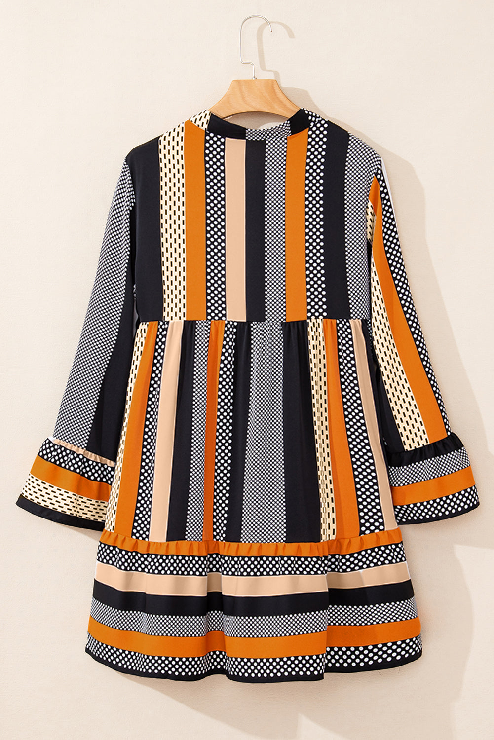 Women's Stripe Polka Dot Ruffle Mini Dress