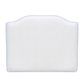 A stylish blue microfiber slub dorm headboard pillow styled on a dorm bed.