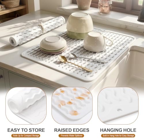 2 Pack Silicone Dish Drying Mat
