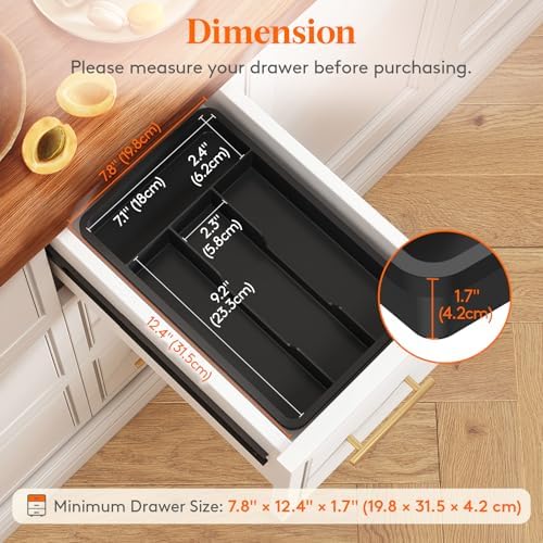 Lifewit Silverware Drawer Organizer Tray, Cutlery Storage