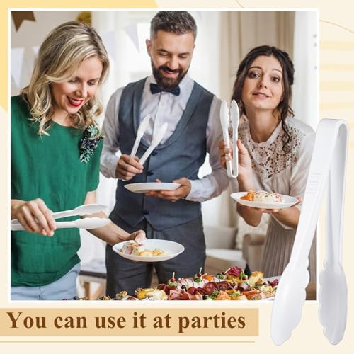 Tessco 50 Pcs Plastic Tongs, 9 Inch Disposable Serving Tongs