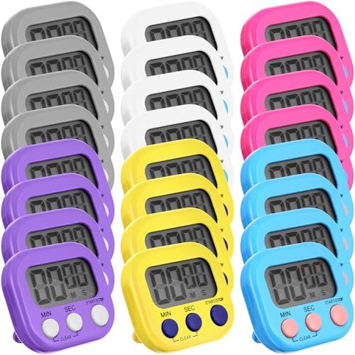 Weewooday 24 Pcs Digital Kitchen Timer Magnetic Timer Bulk On/Off Switch Minute