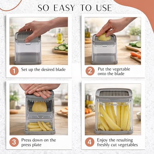 Brieftons PerfectCut Vegetable Chopper: Manual Push-Down Food Dicer & Chop Box