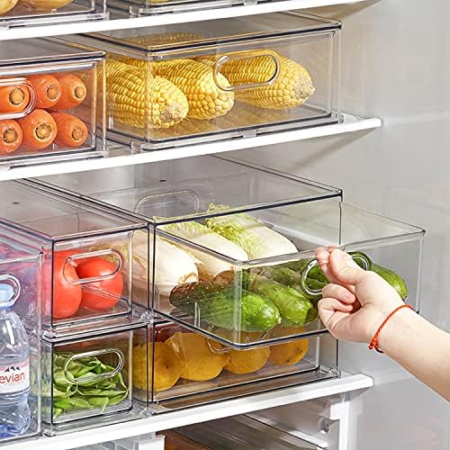 Set of 3 Stackable Refrigerator Organizer Bins Pull-Out Drawers
