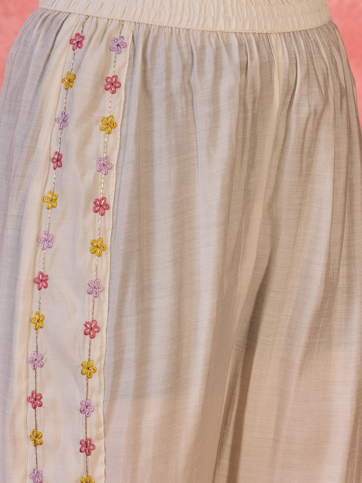 Off White Silk Embroidered Kaftan-Style Kurta Set