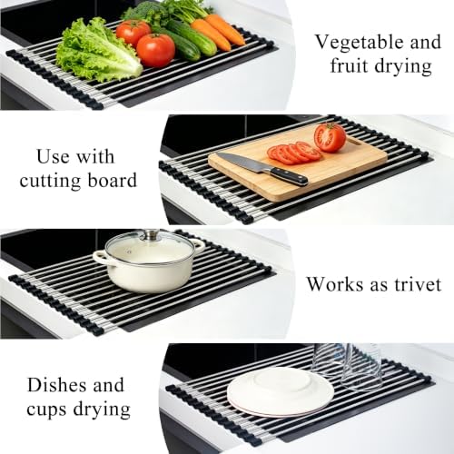 Roll Up Dish Drying Rack 17.5''x11.8'' Black