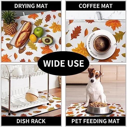 Fall Leaves Dish Drainer Mat