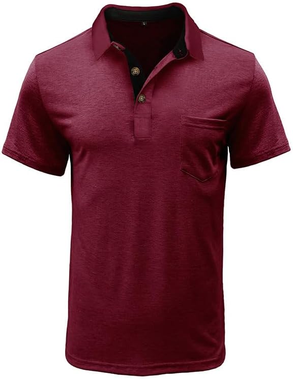 Men's Classic Cotton Polo Shirt Short Sleeve Button Golf Tee