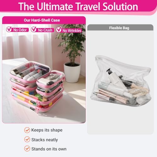 YQBRAO Clear Hard Shell Zipper Cases, 6 Multi-Size Organizers