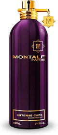 Montale Intense Cafe Eau de Parfum in a sleek purple and gold aluminum bottle.