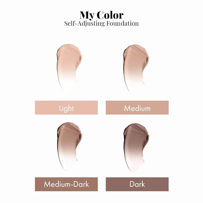 Jerome Alexander My Color Self-Adjusting Foundation, Hydrating & Lightweight Face Makeup, Skincare-Infused, with Kabuki Brush, Medium Dark, 1 oz