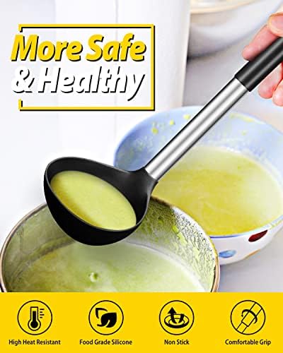 BUNDLEPRO Silicone Soup Ladle Spoon Kitchen Utensils, 2 Pack