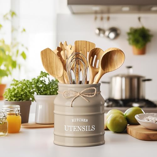 Barnyard Designs Ceramic Kitchen Utensil Holder Countertop 6.75″