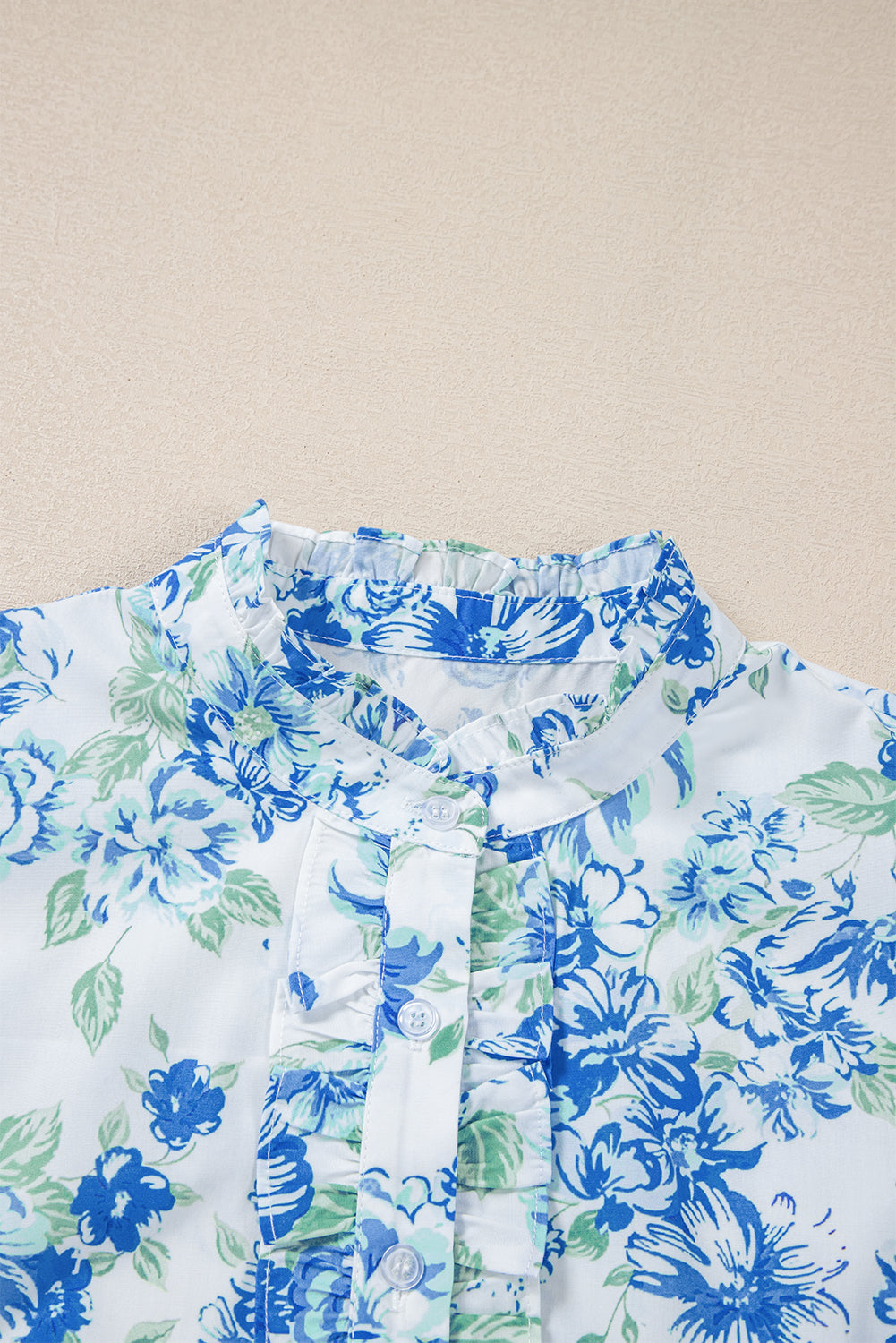 Floral Ruffle Sleeve Button-Up Shirt | Romantic Collared Blouse