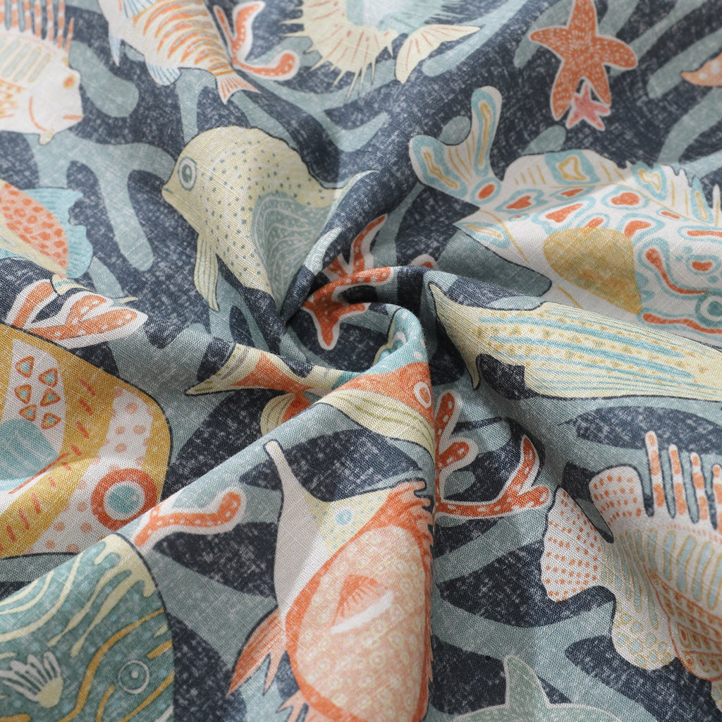 Men's Colorful Fish Print Button-Down Hawaiian Aloha Shirt