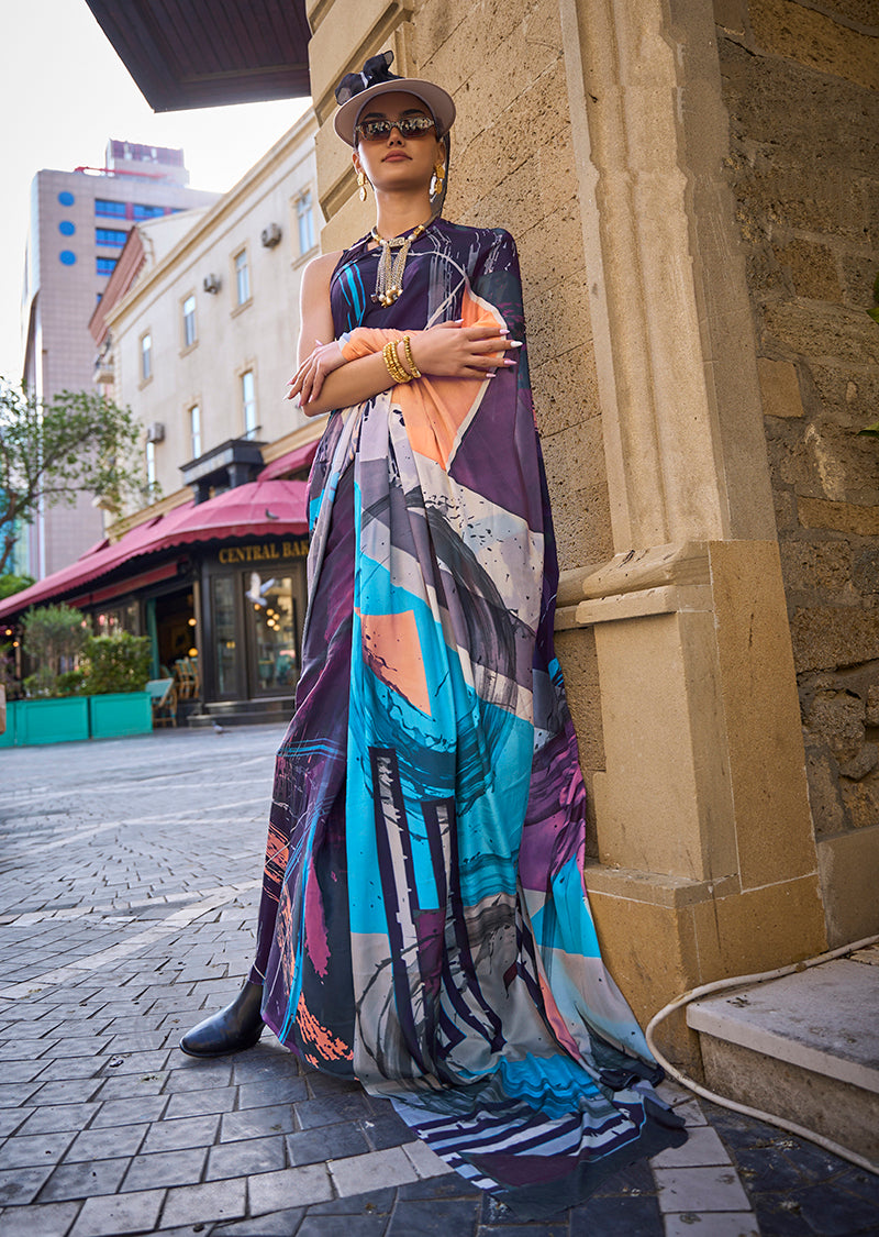 Sophisticated multi-colour crepe silk saree suitable for formal traditional events