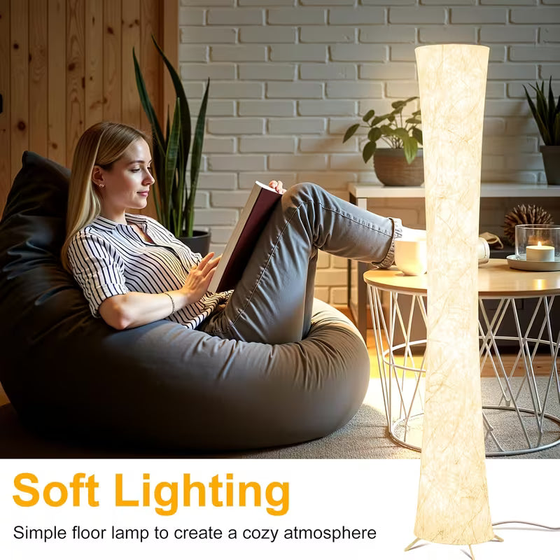 61in Soft Light LED Floor Lamp with White Fabric Shade