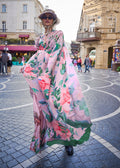 Monjolika Fashion Sophisticated Baby Pink Colour Crepe Silk Elegant Saree