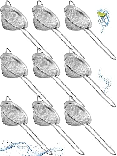 9 Pack Stainless Steel Cone Cocktail Strainer, Bar Strainer, 3.2 in