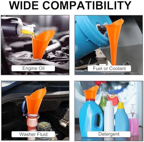 3-Pack Long-Neck Oil Funnels, Gas & Transmission Fluid