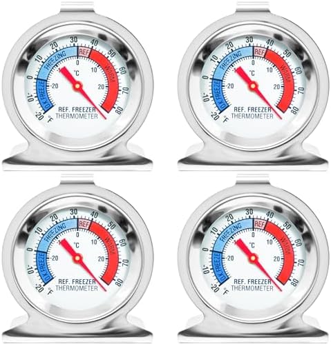4 Pack Refrigerator Freezer Thermometer Large Dial Fridge Thermometer