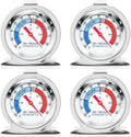 4 Pack Refrigerator Freezer Thermometer Large Dial Fridge Thermometer