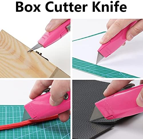 DIYSELF 2 Pack Box Cutter Retractable, Ergonomic Razor Blades Utility Knife