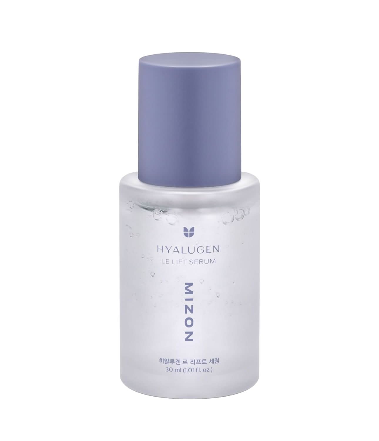 MIZON Hyalugen Le Lift Serum 30ml bottle in white and purple packaging