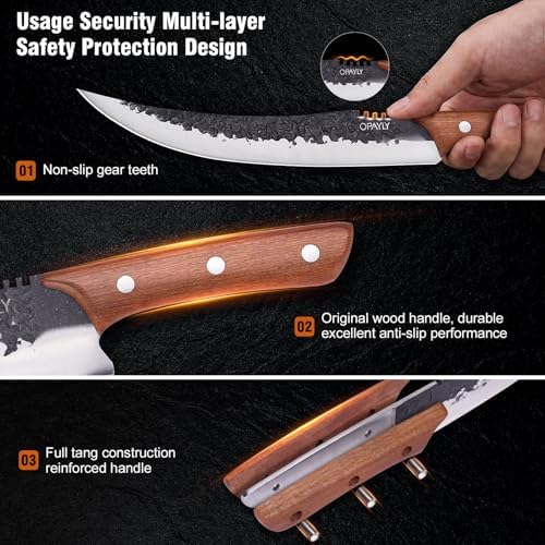 OPAYLY Hand-Forged Butcher & Carving Knife Set