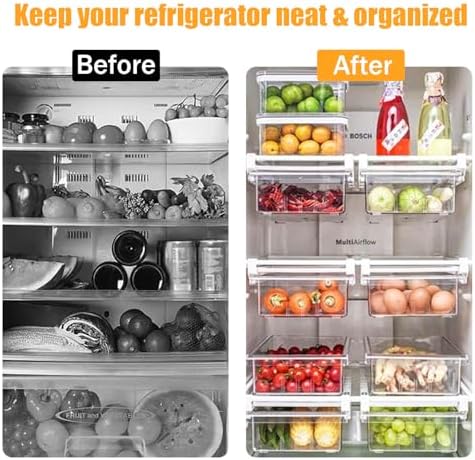 URALFA 2PCS Fridge Drawer Organizer and Egg Holder