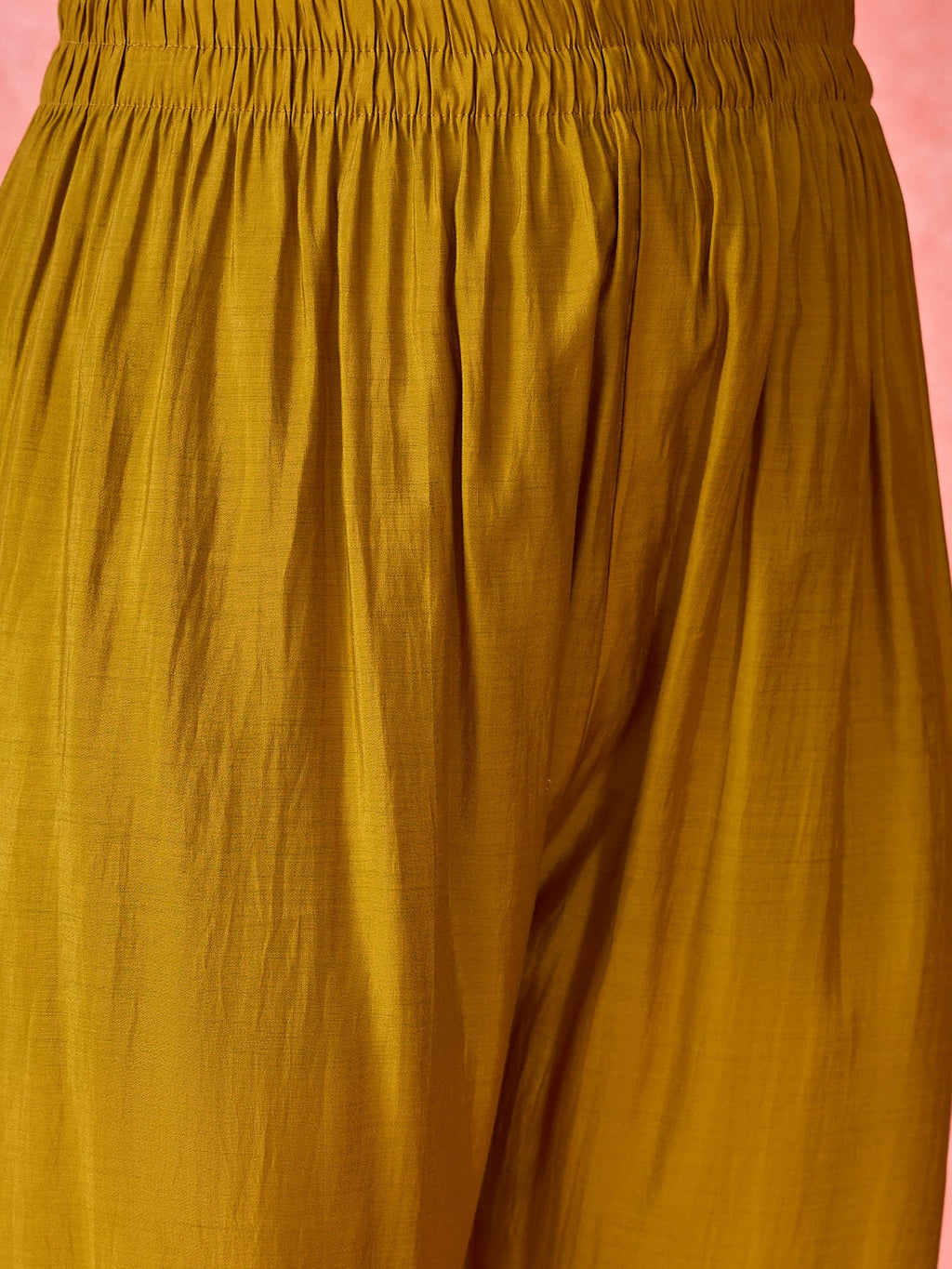 Mustard Silk Embroidered Readymade Kurta Set