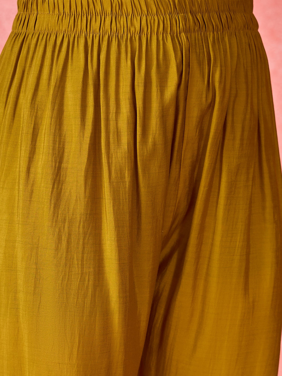 Mustard Silk Embroidered Readymade Kurta Set
