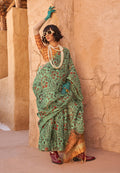 Monjolika Fashion Stunning Sea Green Colour Printed Tissue Designer Saree