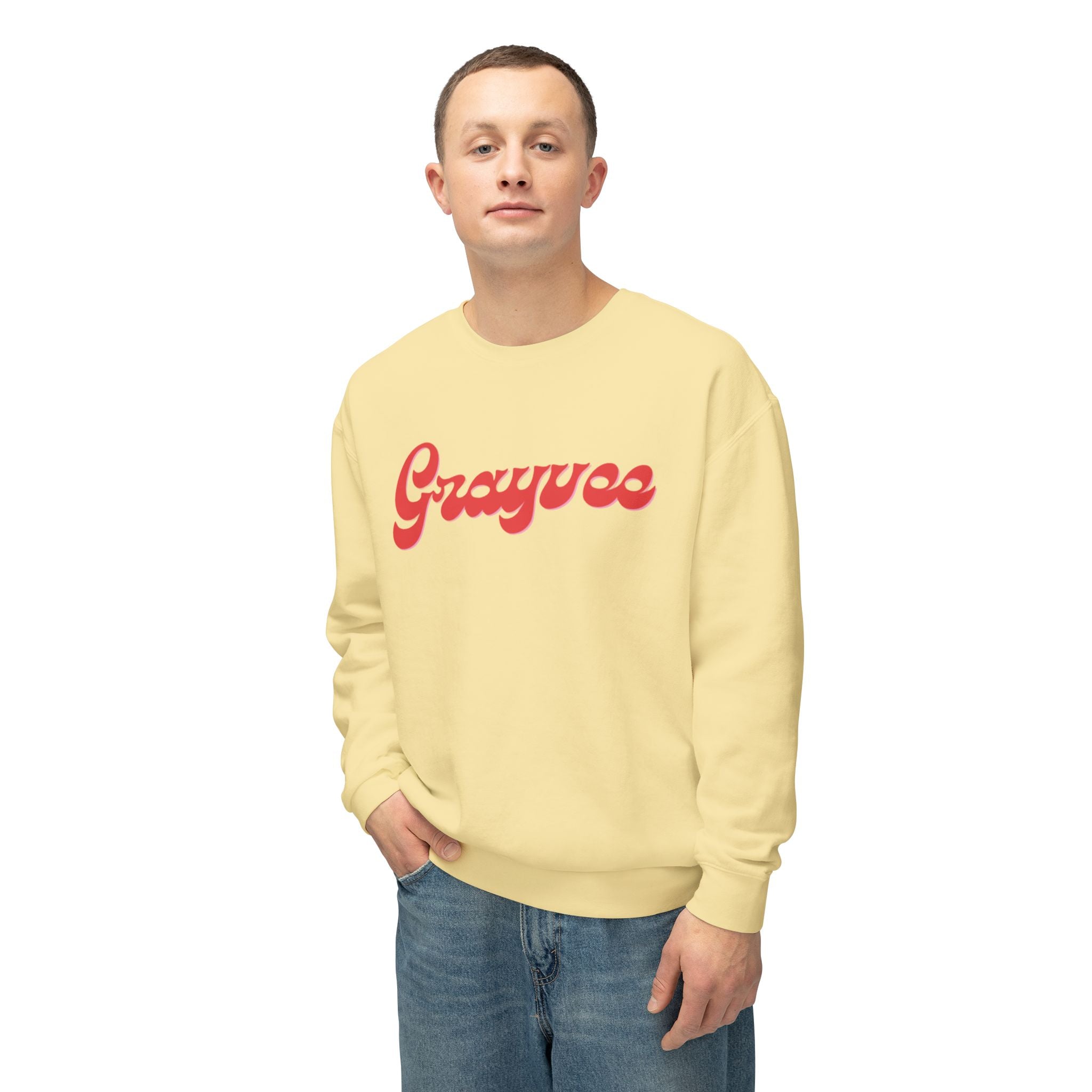 Unisex Lightweight Crewneck Sweatshirt in Charcoal and Cream