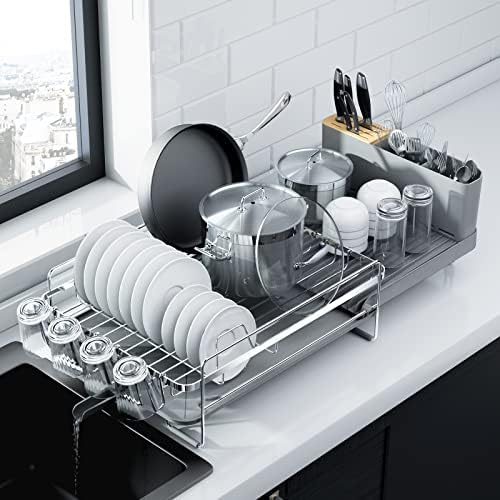Kitsure Extendable Dish Drying Rack, 19.2"-26.7" L x 12.9" W