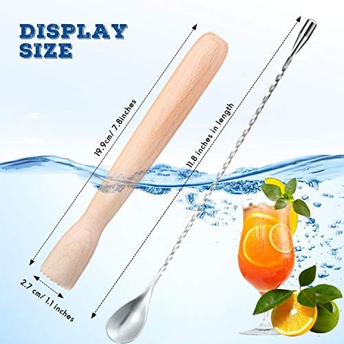 Patelai Wooden Cocktail Muddler and Stainless Steel Bar Spoon