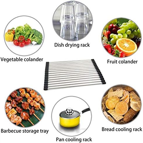 Stainless Steel Roll Up Dish Rack Over The Sink Roll Out Dish Drying Rack
