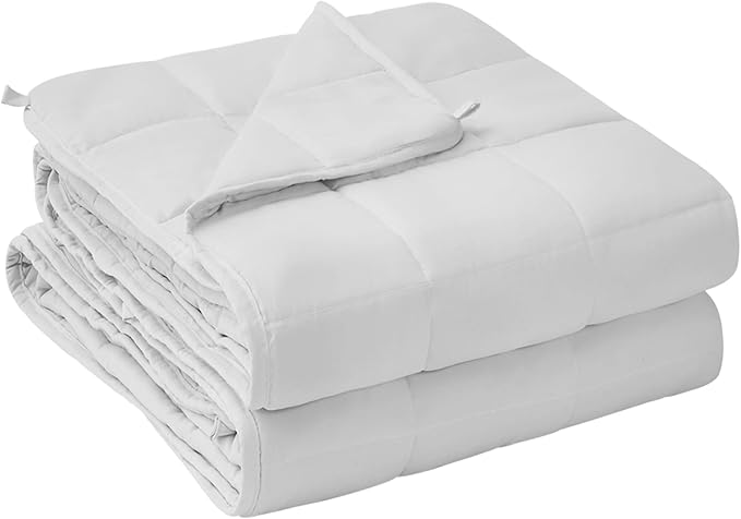 yescool Weighted Blanket for Adults (20 lbs, 60” x 80”, White) Cooling Heavy Blanket for Sleeping Perfect for 190-210 lbs, Queen Size Breathable Blanket with Premium Glass Bead, Machine Washable