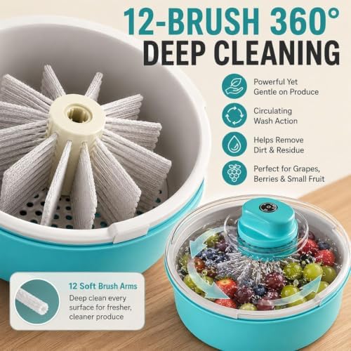 2026 Upgraded Fruit Cleaner Spinner, Fruit Washer Spinner Bowl, Electric Salad