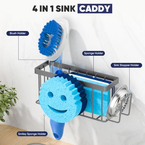 MURLONG Sponge Holder for Kitchen Sink, Sink Caddy Smiley Face-Gray