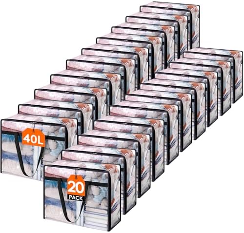Lifewit 45L Clear Clothes Storage Bags, Plastic Foldable Blanket Storage Bag