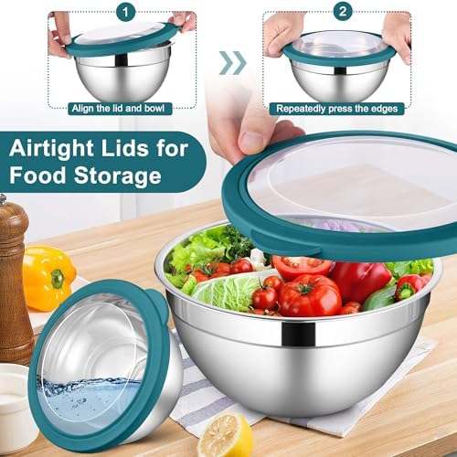 LIANYU 6 PCS Stainless Steel Mixing Bowls
