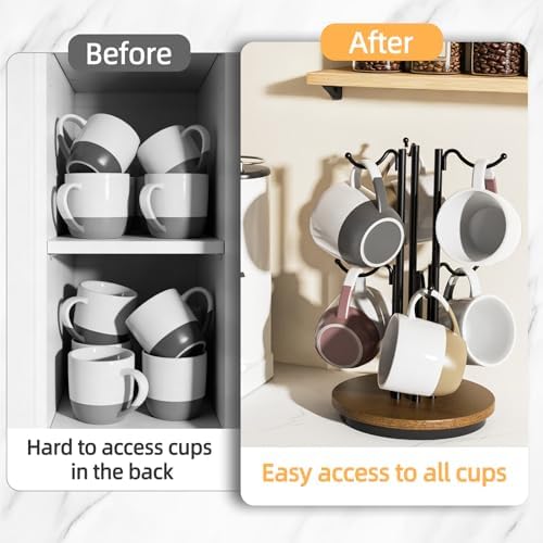 6-Hook 360° Rotating Large Coffee Mug Tree