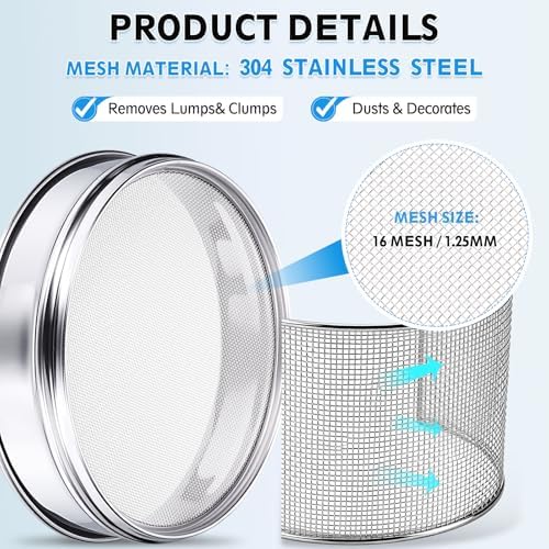 PATIKIL 16 Mesh Lab Sieve, 3.9" Diameter Sifting Screen 304 Stainless Steel