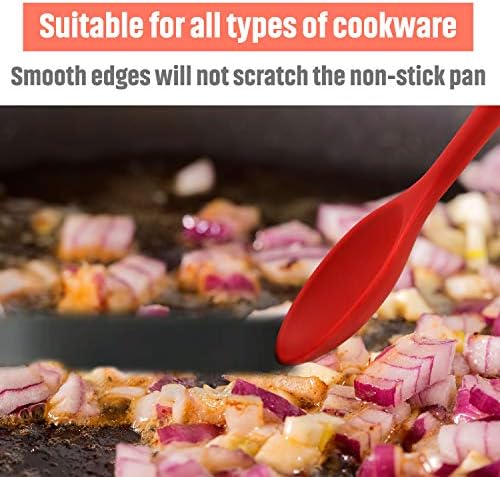 Boao 4 Pcs Silicone Cooking Spoons 10.6 Inch Slotted Nonstick