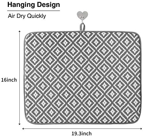 Dish Drying Mat for Kitchen Counter, Microfiber Machine Washable Dishes Matt