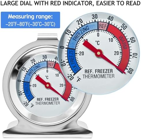4 Pack Refrigerator Freezer Thermometer Large Dial Fridge Thermometer