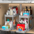 2PC Under Sink Organizer Rack 2 Tier Under Sliding Cabinet Basket Organizer
