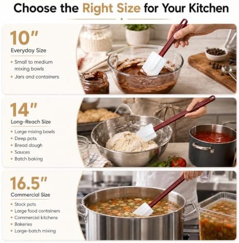 10 INCH Silicone Spatulas Heat Resistant Heavy Duty Rubber Spatulas Commercial